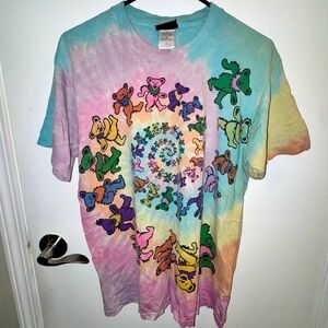 Vintage Y2K Liquid Blue Grateful Dead Shirt with Dancing Marching Bears 🌈